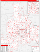 Minneapolis-St. Paul-Bloomington Metro Area Wall Map Red Line Style